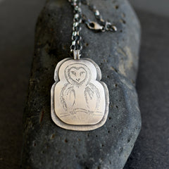 Barn Owl Silver Necklace