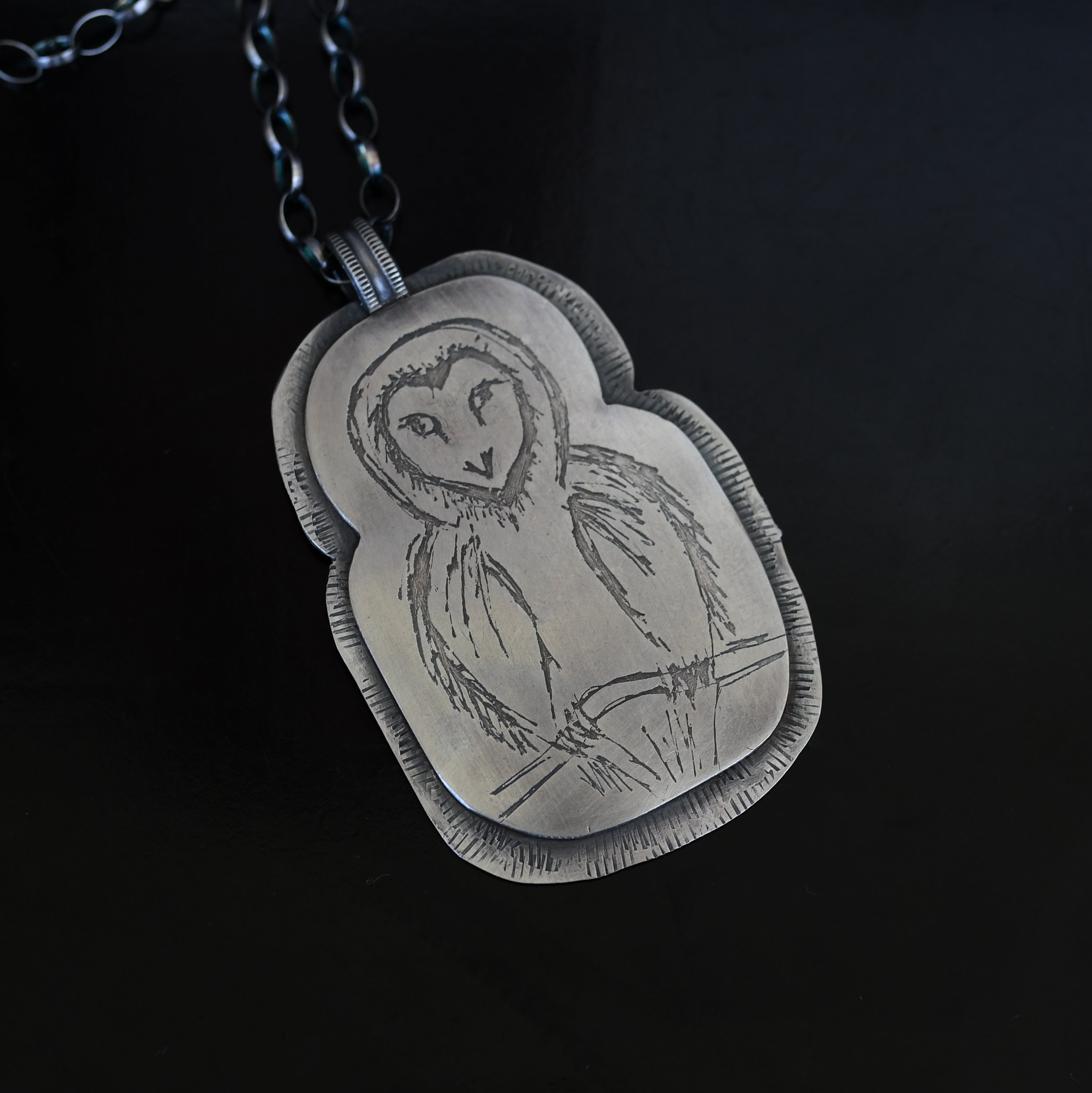 Barn Owl Silver Necklace