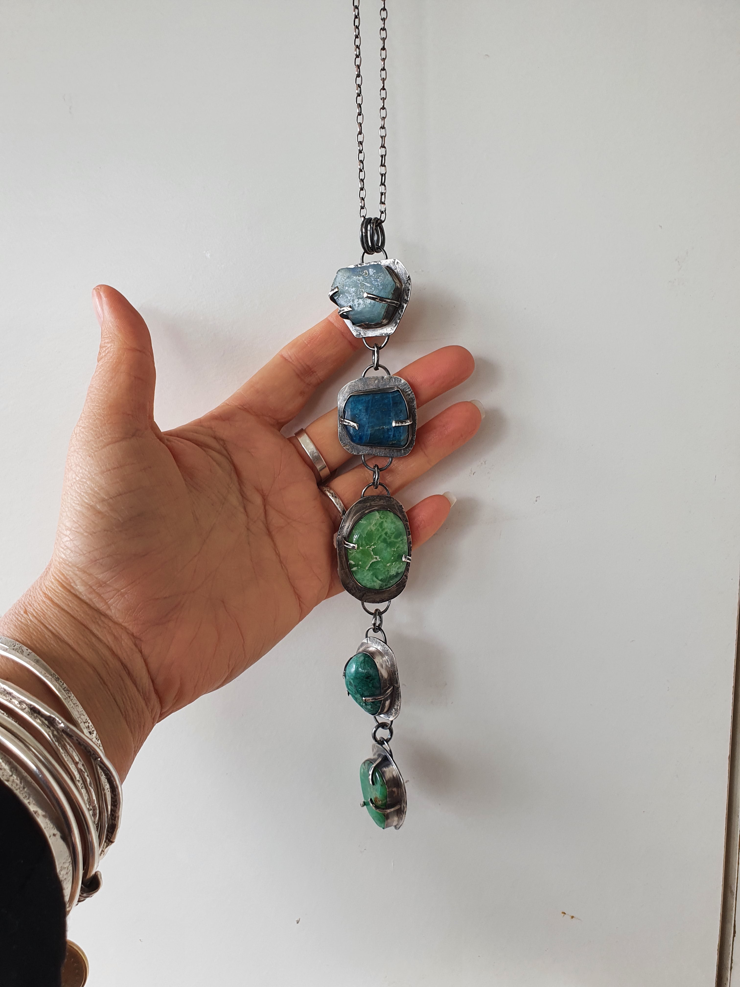 Keeping the Peace big totem silver and gemstone necklace.