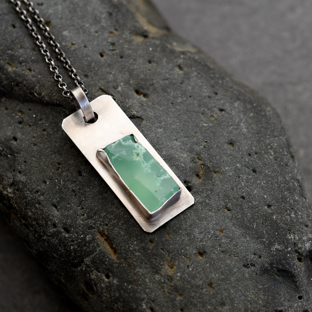 Walking in the Green II Chrysoprase Silver Necklace