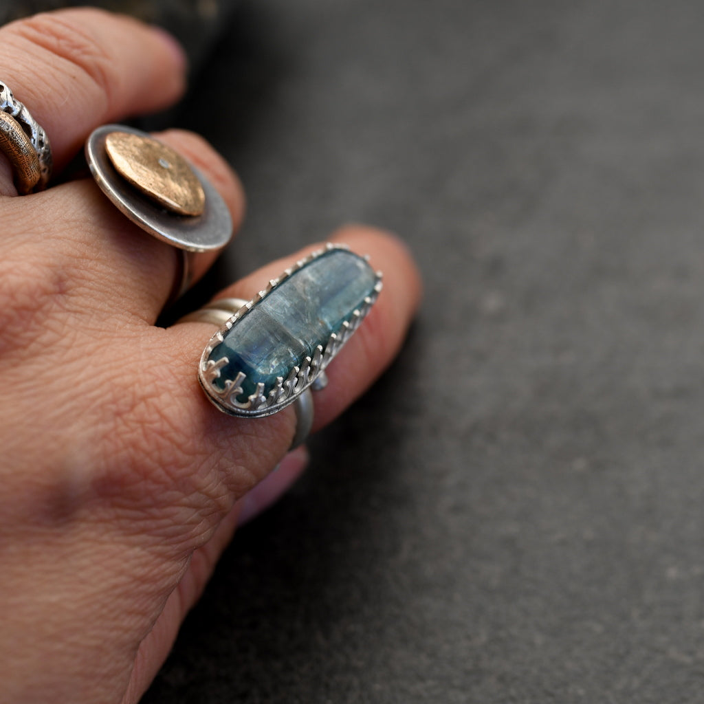 Blue Balance Kyanite Silver Ring adjustable size