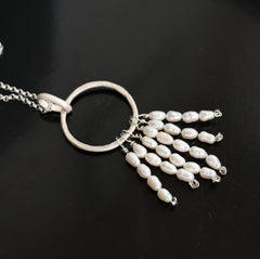 Cluster of Pearls Silver Necklace