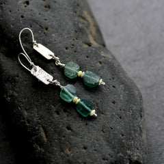 Ancient Roman Glass and Silver Earrings
