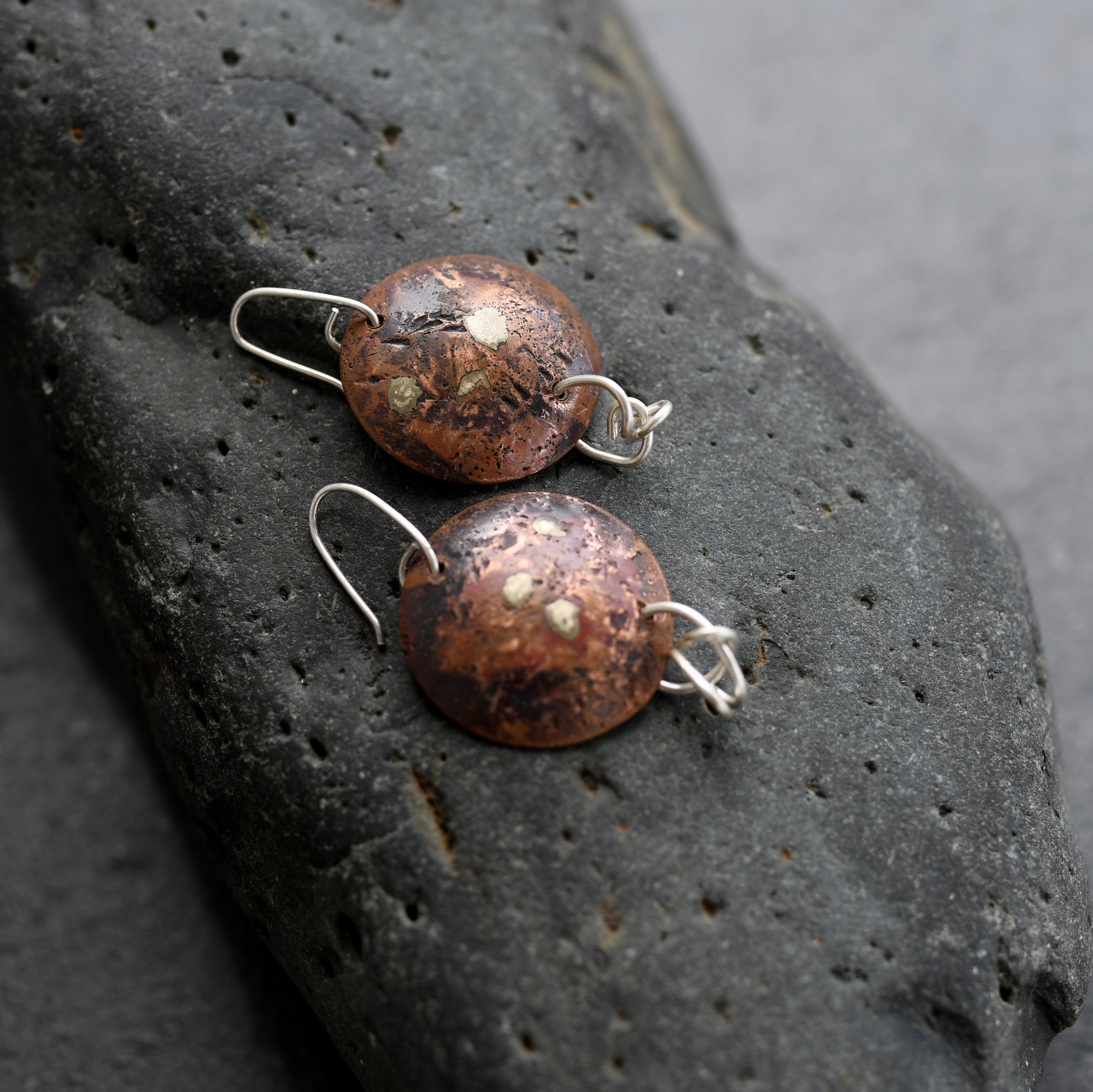 Silver Painted Copper Dome Earrings