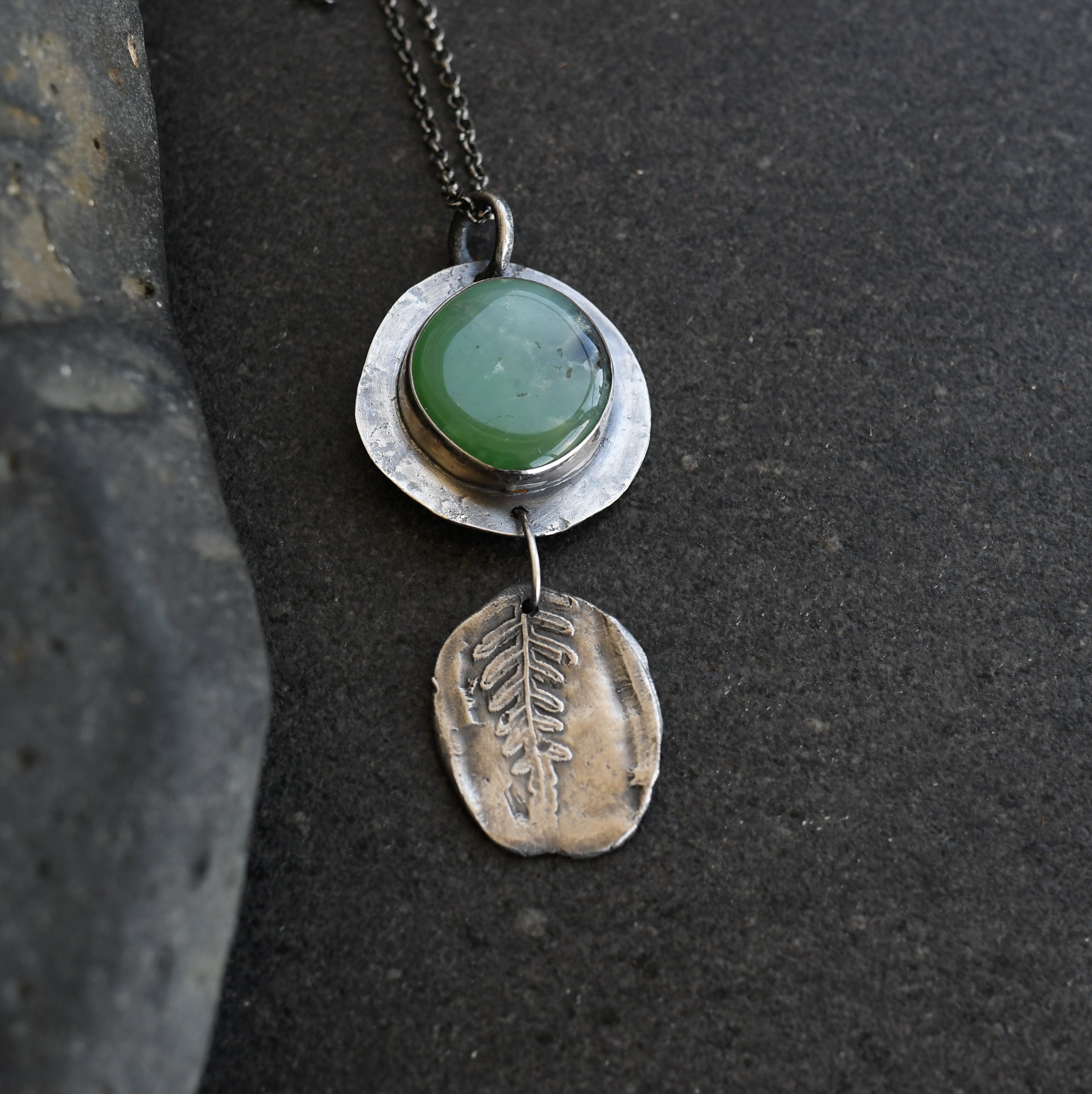 Sweet Green Earth Silver Necklace