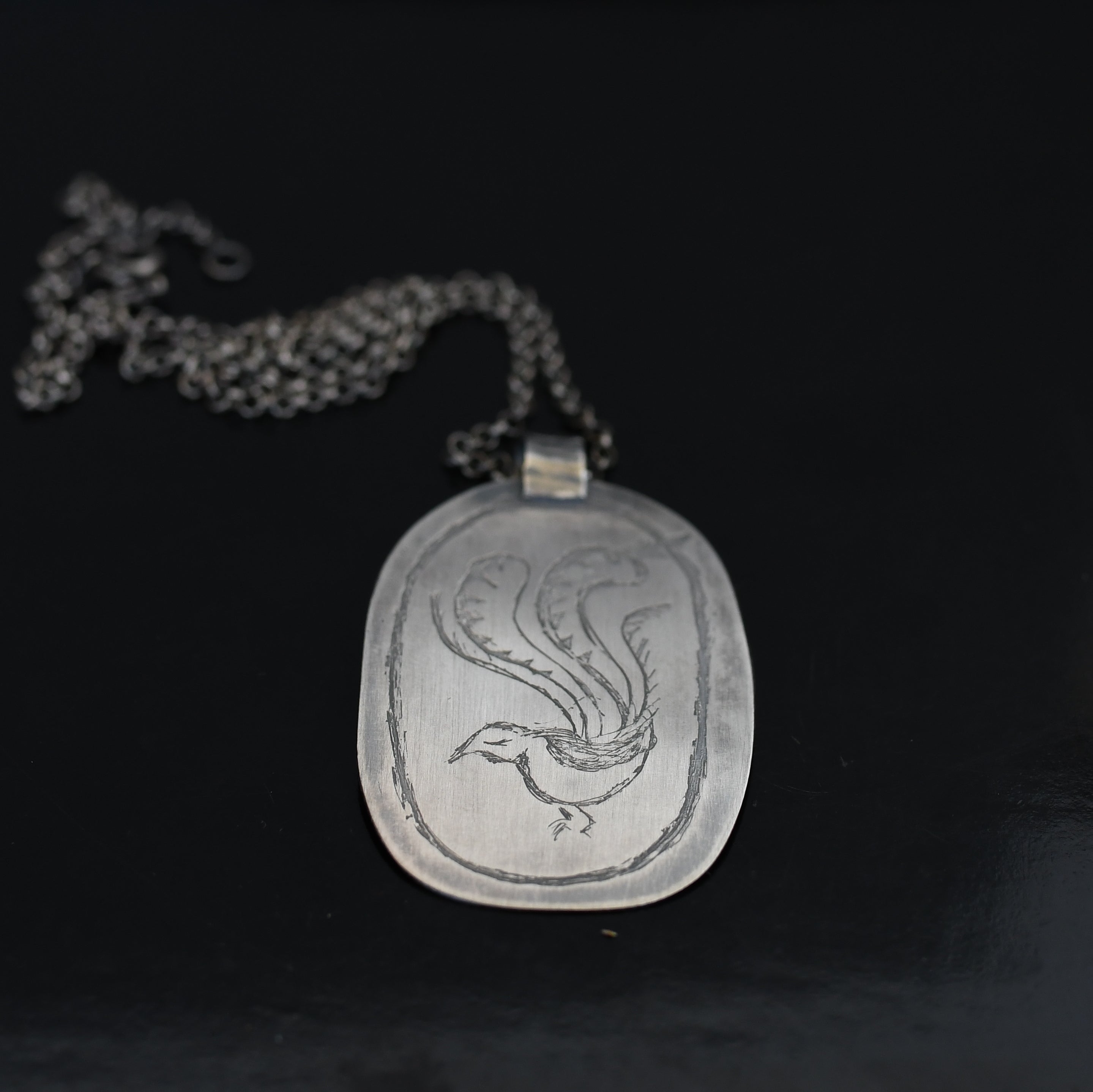 Lyrebird Silver Necklace