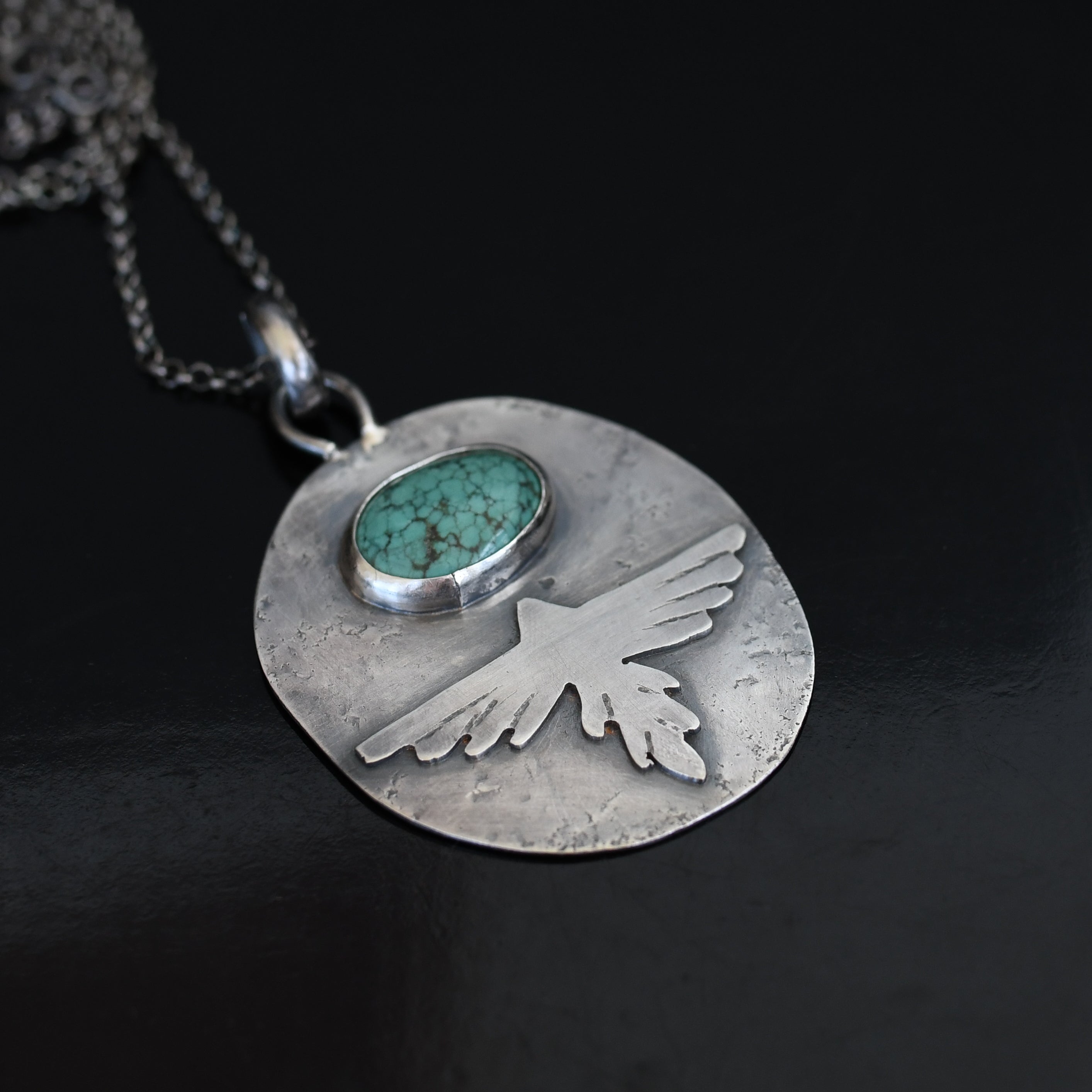 Eagle Silver Turquoise Necklace