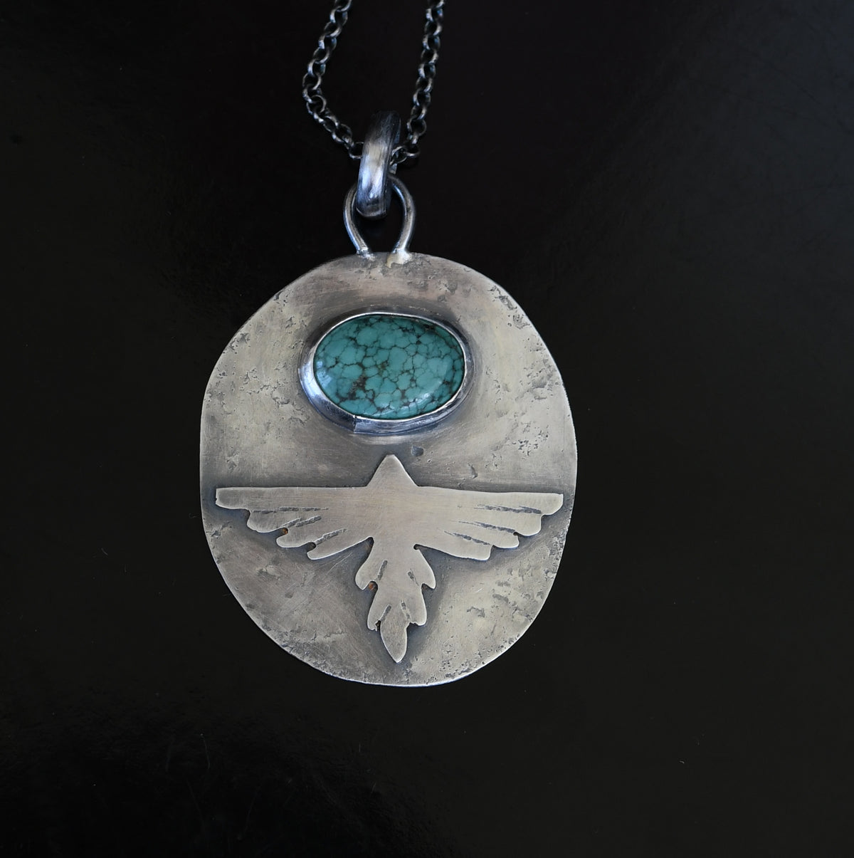 Eagle Silver Turquoise Necklace