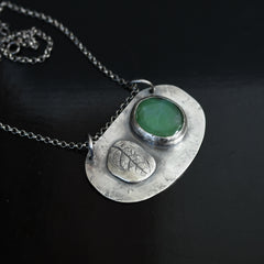 Into the Green Silver Chrysoprase Leaf Necklace
