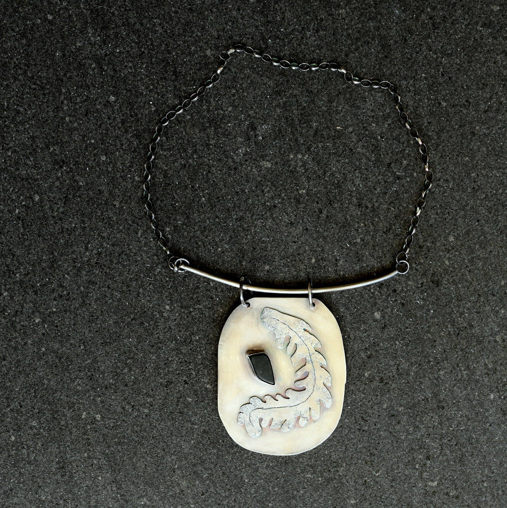 Mystery of Ferns Silver Jade Necklace