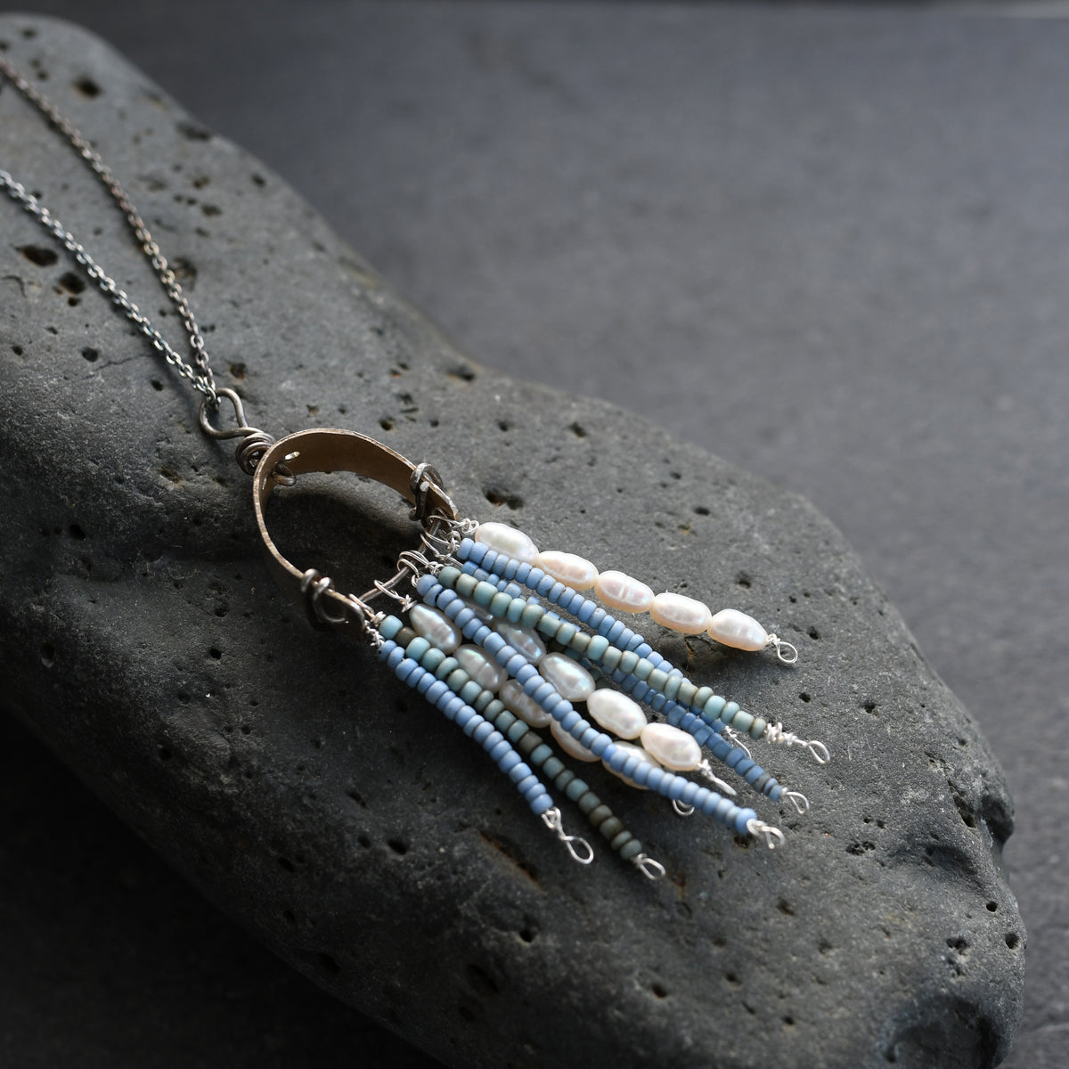 A Talisman of the Sea organic silver bead necklace