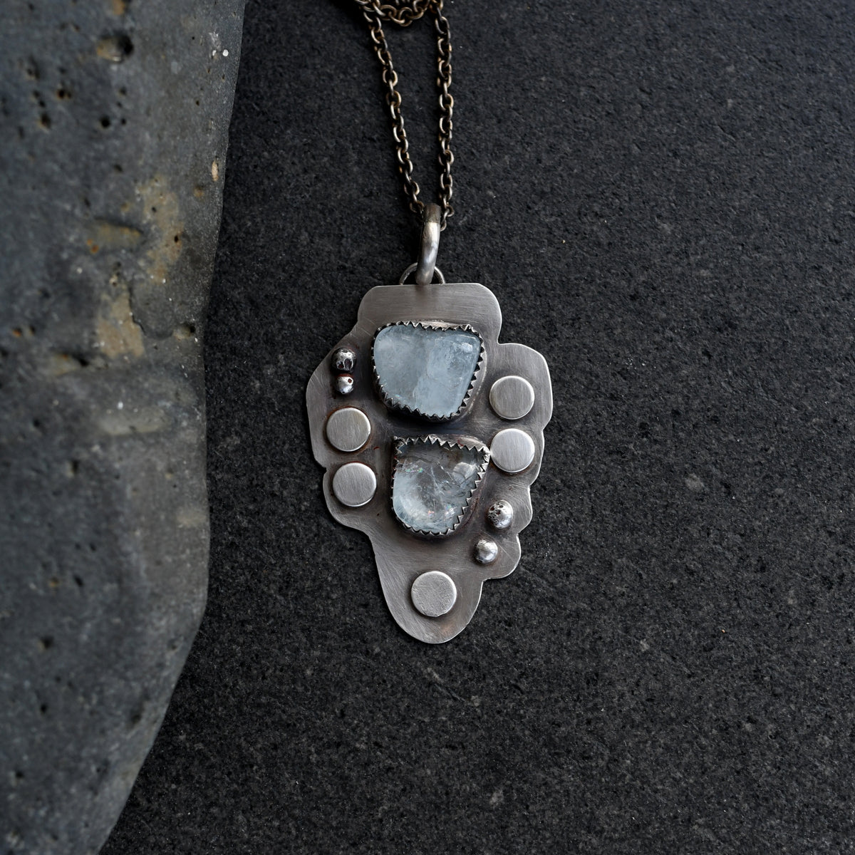 Dreaming of Atlantis aquamarine crystal silver necklace