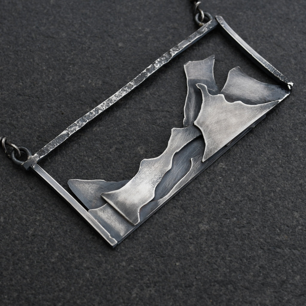 Mountains in the Mist Silver Landscape Necklace