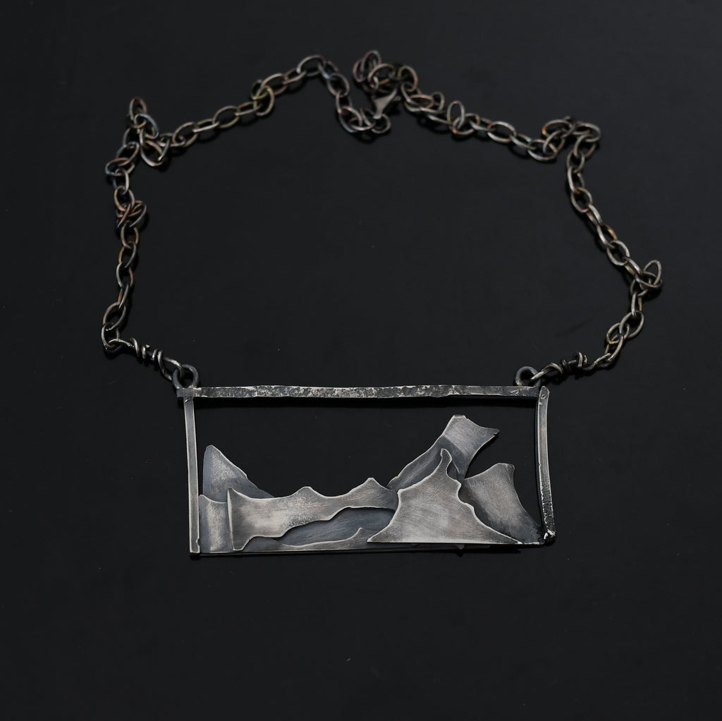 Mountains in the Mist Silver Landscape Necklace