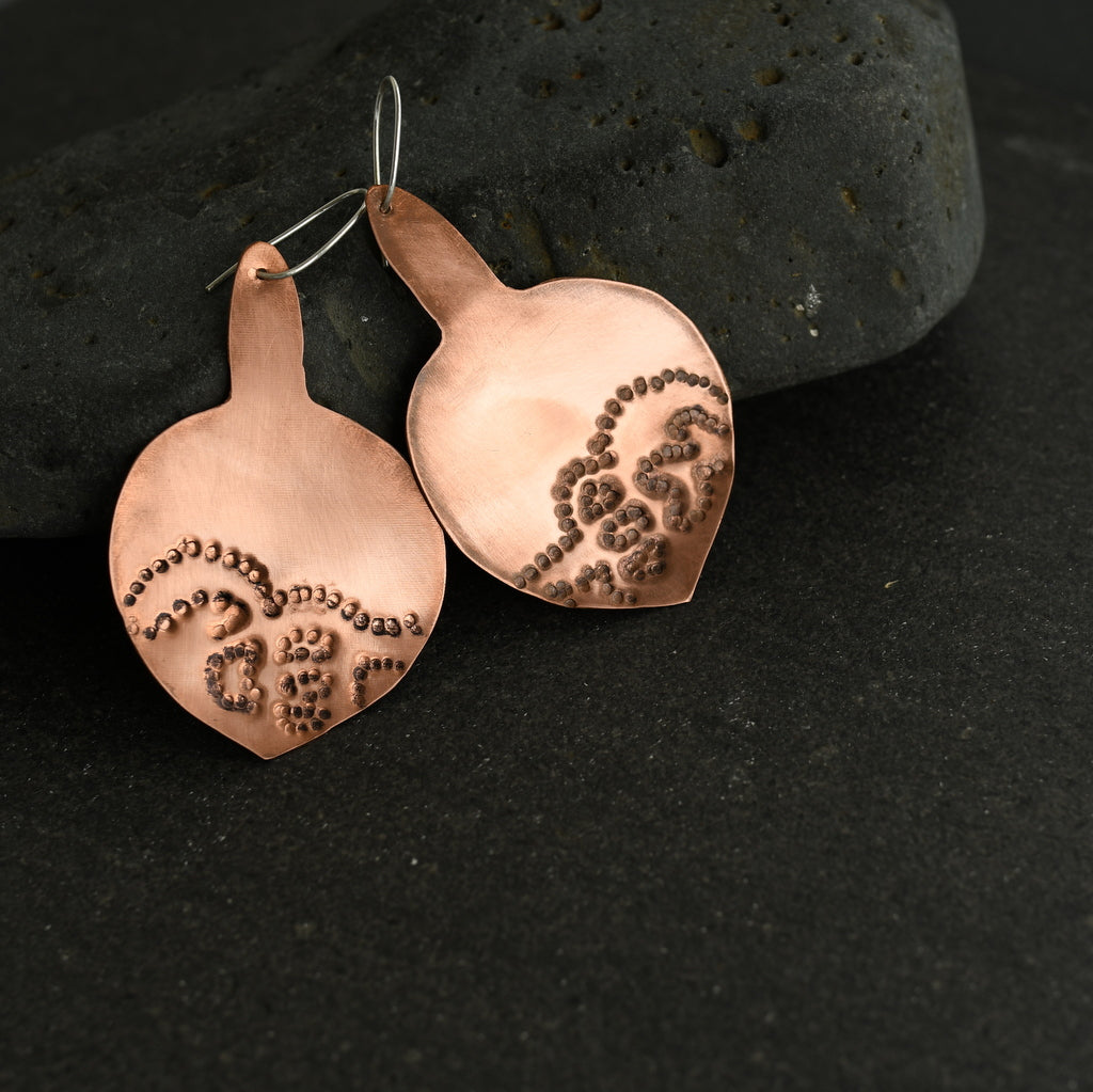 The Peacock Feather Copper Earrings