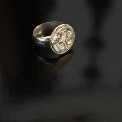 Poseidon Ancient Greek Coin Silver Ring size R