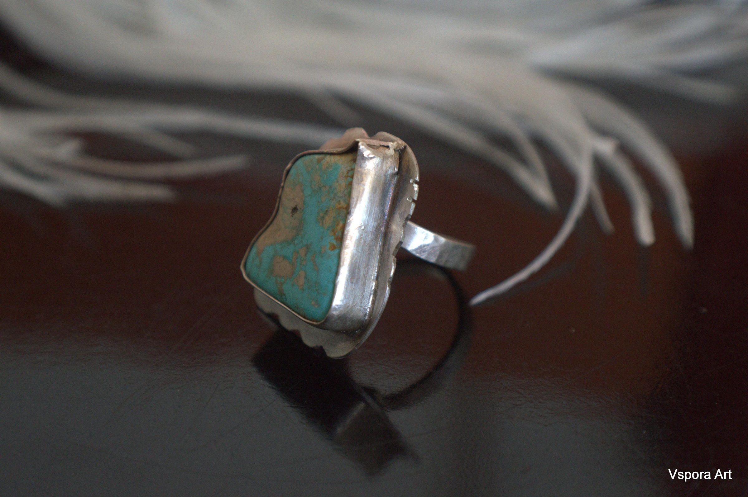 Sky High natural Australian Turquoise silver ring adjustable size